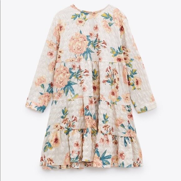 Zara Floral Tiered Dress Boho 3/4 Sleeve Size Small Flowy NWT - Picture 1 of 6
